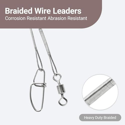 Atibin High Strength Fish Leader Saltwater Line Snap Fishing Leaders Freshwater Stainless Steel Wire Leaders Lures White Nickel - size: #3 (9.8in-40lb) 30pcs