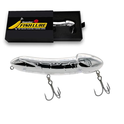 Funny Fishing Gifts for Men Women, Novelty Bass Topwater Lures, Father Christmas Birthday Gifts Stocking Stuffers - color: Sliver