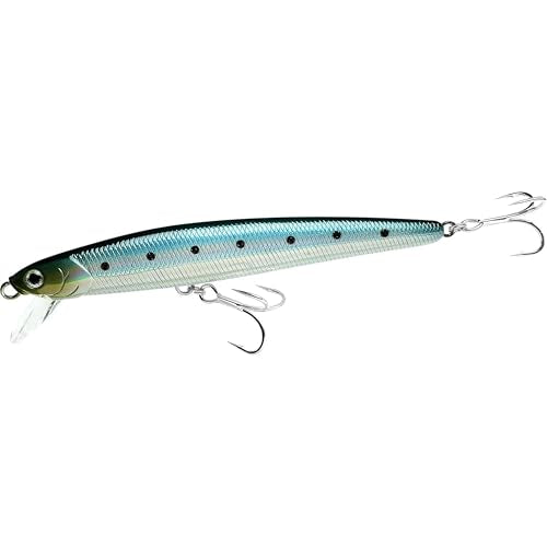 LUCKY CRAFT FlashMinnow 130MRS Saltwater Fishing Lures, Jerkbait for Halibut and Bass Fish, Slow Sinking 2-4ft, Surf Fishing Gear and Tackle Box Accessories - color: 714 Metallic Sardine