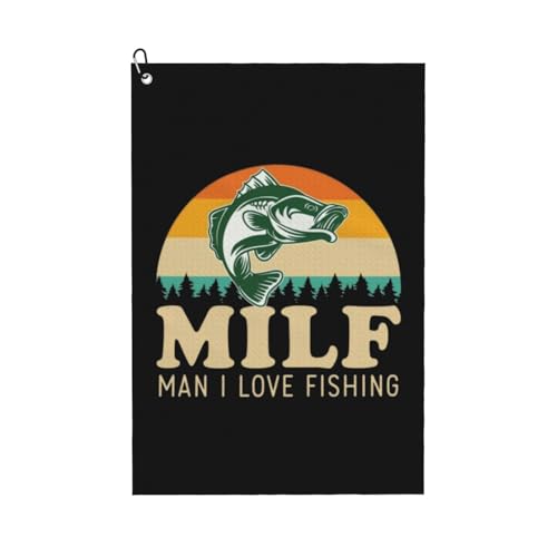 Fishing Microfiber Golf Towel, 16x24 Waffle Pattern with Carabiner Clip, Tri-Fold Large Golf Ball Towels, Golf Bag Accessories for Men Women, Golf Gift