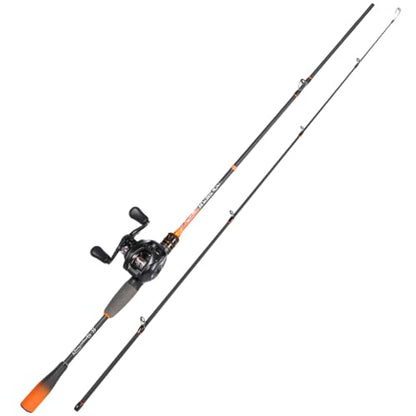 Sougayilang DC Baitcaster Combo – Digital Anti-Backlash Reel 7.2:1 18.5LB Drag, IM6 Graphite 2-Piece Rod, M/MH Power, Stainless Steel Guides for Bass Trout Walleye Pike - size: 602-M