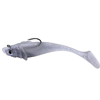 Big Jig Worm Lures Swimming Bait Soft Plastic Fishing Lure for Bass, Crappie, Trout, Pike, Sea Bass, Redfish, Striper,Fishing Lures for Freshwater & Saltwater - color: Clear Glitter-1 Piece