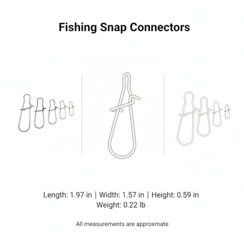 Gourd-Shape Stainless Steel Lure Snaps, Silver Finish Quick-Change Connectors for Saltwater and Freshwater Fishing Tackle (100-Pack Assorted Sizes) - size: 1.97 x 1.57 x 0.59"