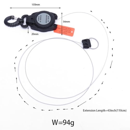 Diving Gear Retractor With Clip Anti-Lost Retractable Rope 41 Inch For Scuba Diving Snorkeling Freediving Spearfishing Swimming Equipment ABS 316 Stainless Steel Black