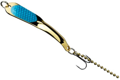 IRON DECOY Steely Fishing Lure Spoon, Casting, Trolling, Jigging, Ice, Lake, River, Stream, Freshwater, Trout, Bass, Walleye, Salmon, Crappie, Pike - color: Gold Light Blue, size: 1/2 OZ