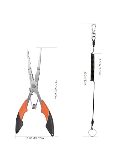 Fishing Gear,Hook Remover Fishing Pliers,Stainless Steel Fishing Tools,Multitool for Saltwater - color: orange
