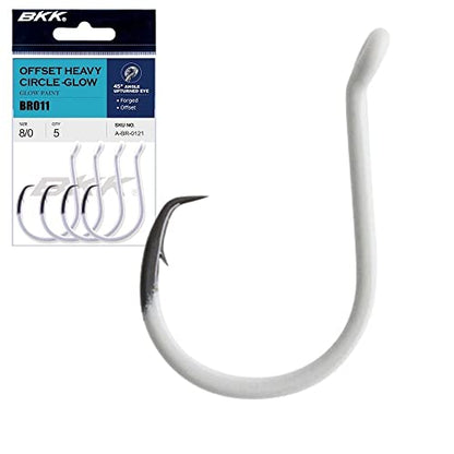BKK Offset Heavy Circle Glow Hook | 2X | Glow in The Dark | Needle Point - size: 3/0#