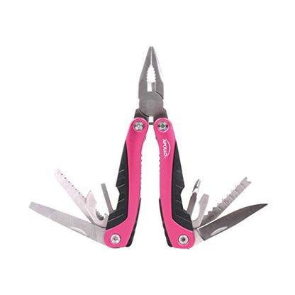 Apollo Tools 14-in-1 Steel Pocket Multitool Pliers, Dozens of Uses for Everyday Life, Repairs, Survival, Outdoors, Camping, Fishing - Pink Ribbon - Pink - DT5015P