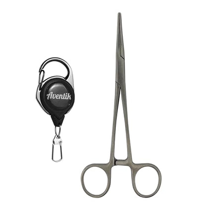 Aventik Metal Tin Portable Box Fly Fishing Tools Kit Includes a Fishing Knot Tool and Line Clipper Zinger Retractor Hook Remover Forceps - color: Hook Remover+ Zinger