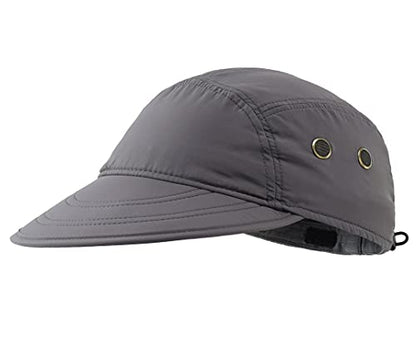 Connectyle Mens Foldable UV Protection Sun Hat with Removable Neck Flap Outdoor Adventure Sun Cap for Fishing Hiking Safari - color: Dark Grey