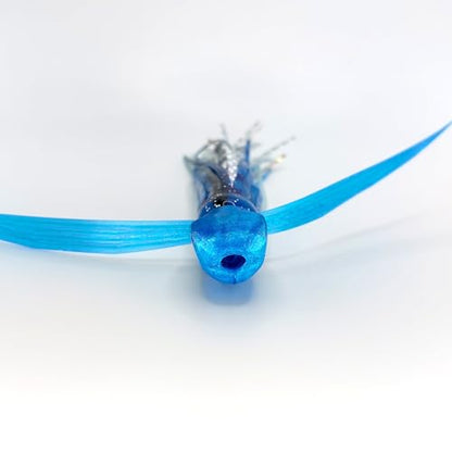 Saltwater Big Game Fishing Lure, for Offshore trolling (FlyBoy) - color: Blue Light Blue Glow (Unrigged)