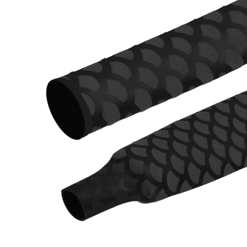 MECCANIXITY 4Pcs 3.3ft 0.7" Dia Heat Shrink Tubing for Fishing Rods, 18mm 1.8:1 Fish Scale Pattern Heat Shrink Wrap Handle Rod Grip with Anti-Slip Waterproof Insulation, Black - color: Black, size: 18mm