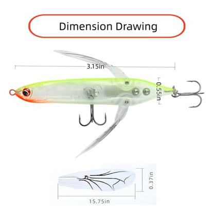 opwater Crawler Walks On Water Dragonfly Big Bass Blow Ups Great Fishing Gift Great for Freshwater Fishing - color: Clear Yellow