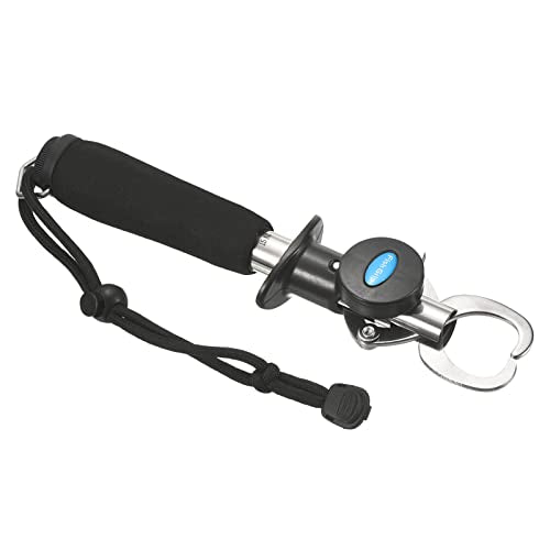 PATIKIL Fish Lip Gripper with Scale Max 33 LB Stainless Steel Fish Grip Grabber Holder with Strap Measure Tape for Fishing, Black