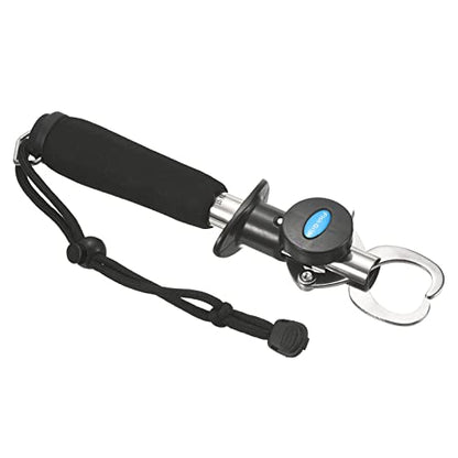 PATIKIL Fish Lip Gripper with Scale Max 33 LB Stainless Steel Fish Grip Grabber Holder with Strap Measure Tape for Fishing, Black
