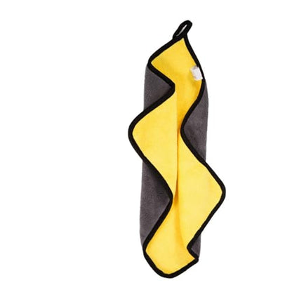 Microfiber Fishing Towel with Clips Thickened Fishing Cleans Towel Outdoor Cleans Tools Hands Easy to Use Hiking Equipment - color: Yellow