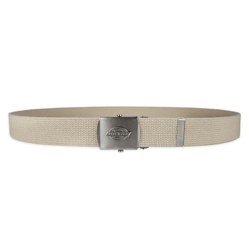 Dickies mens Fabric Web Plaque Logo Buckle Belt - Fits Up to Size 42" Waist - color: Black and Tan, size: One Size - Cut to Fit