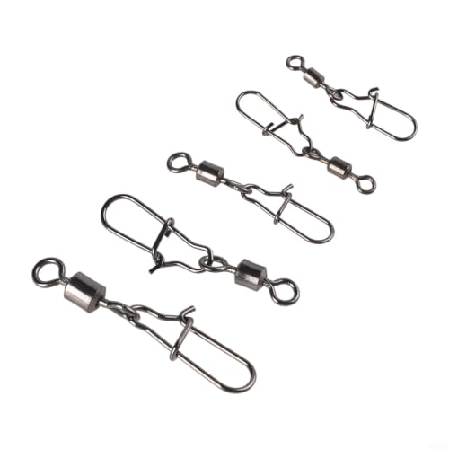 Fishing Swivels and Snaps Connector Assortment Kit 4# 6# 8# 10# 12# Copper Iron Wear-Resistant Tackle for Freshwater Saltwater Fishing Black 50 Pieces
