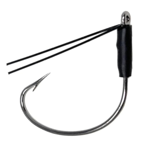 Reaction Tackle Wide Gap Wacky Hooks, Weedless Worm Hooks for Bass, High Carbon Steel Hooks for Stick Worm Soft Plastics, Neko Rig and Finesse Fishing (25-Pack) - size: #1/0 Fiber Guard