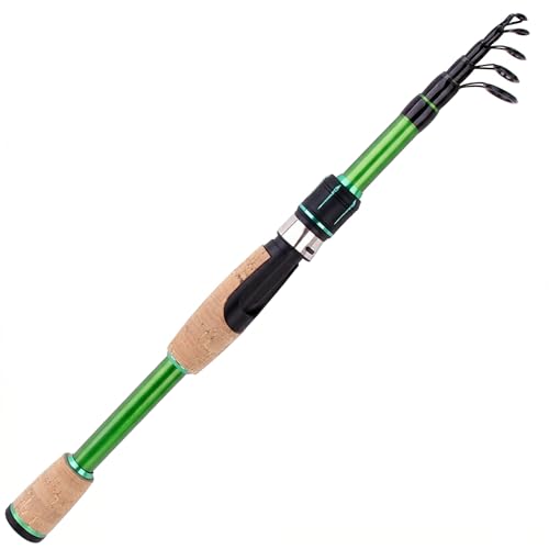 Portable Telescopic Spinning Fishing Rods, 24T Carbon Blanks & Solid Carbon Tip, Cork Handle, Short Collapsible Rods for Travel-7FT - size: 6.9FT