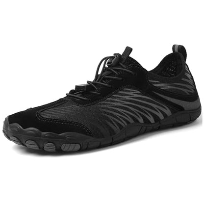 UBFEN Water Shoes for Men Women Quick Dry Swim Aqua Socks | Lightweight Barefoot-style Fit, Rubber Sole, Hiking, Fishing, Kayaking, Beach, Pool, Boating, Diving And Water-to-land Wear - color: H Black/Grey, size: 9.5 Women/7.5 Men