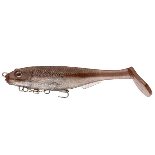 Strike King Final Copy Fishing Lure, Pre-Rigged Soft Plastic Swimbait, Free-Swinging Size 4 Treble Hook, Belly Magnetic Hook Keeper, 7/8-Ounce - color: Reel Shad
