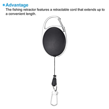 PATIKIL Fishing Retractor, 3 Pack Fishing Accessories Holder with 360 Degree Rotation Buckle for Angler Vest Pack Tool Gear, Black