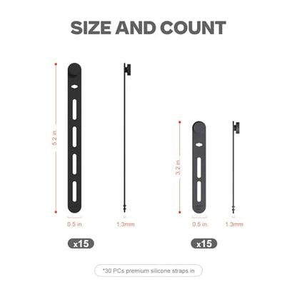 Silicone Fishing Rod Ties Belt Straps (30/50 Pack) – Lightweight, Durable, Reusable Rubber Bands Belts for Pole Storage - color: Black-30pack