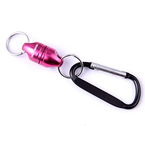 Magnetic Net Release for Fly Fishing, Aluminum Magnetic Quick Release Keychain, Fly Fishing Net Magnet Holder Retractor with Carabiner - color: Pink