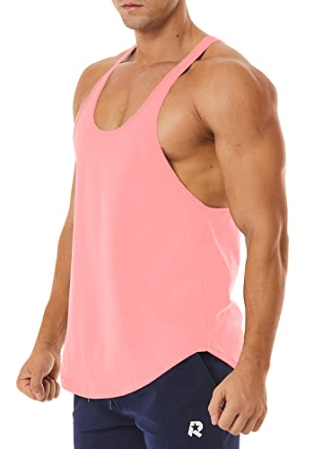 Men's Workout Quick Dry Soft Gym Bodybuilding Stringer Tank Tops - color: Pink, size: Large