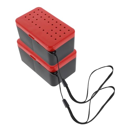 BESTonZON 2pcs Insulated Fishing Bait Cooler Red Worm Box Breathable Leakproof Design for Freshwater Saltwater Fishing