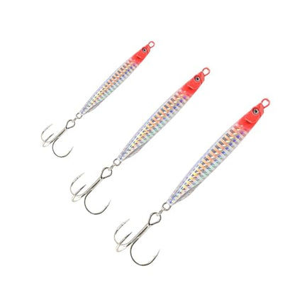Saltwater Fishing Lures Fishing Jigs Fishing Spoons for Striped bass, Pompano, Spanish Mackerel ，Bluefish - color: Red (3pcs), size: 1.40 oz + 1.80 oz + 2.00 oz / 40 g + 50 g + 60 g