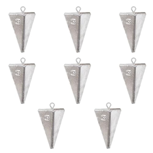 Pyramid Fishing Weights Sinkers Kits Triangle Ocean Saltwater Surf Fishing Gear Tackle Bullet Fishing Weights Sinker 2oz 3oz 4oz - color: 3Oz-8pcs