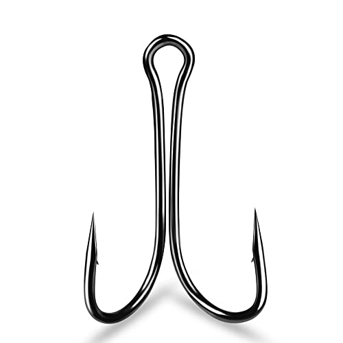 Dyxssm 100pcs/lot Double Fishing Hooks Classic Frog Hook with Open Shank for Saltwater and Freshwater - size: 6# (100pcs)