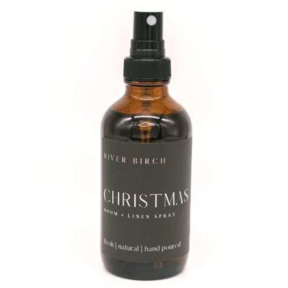 River Birch Christmas Scented Linen and Room Spray | Home Fragrance | 4 oz Glass Amber Bottle | Luxury Signature Scent | Handmade in Texas - color: Christmas