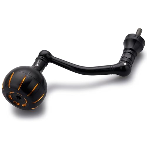 HEIGHTEN Fishing Reel Handle for Penn Spinfisher VI/Slammer III IV/Battle II III/Pursuit III IV/Fierce II III - color: Black & Gold - 75mm Handle 42mm Knob, size: For Size 5500-6500