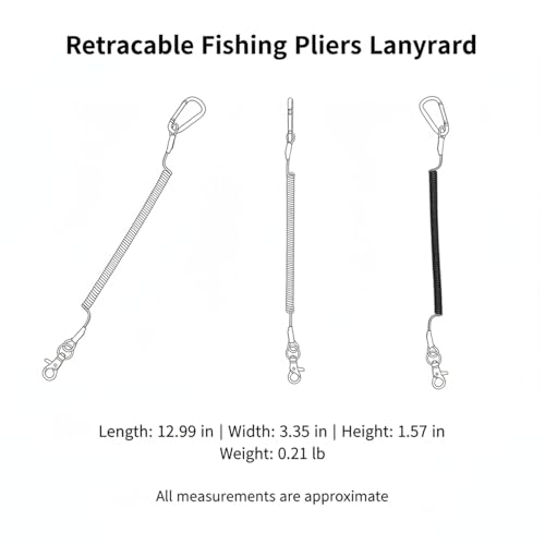 Retractable Fishing Pliers Lanyard, Stainless Steel Wire Tool Tether with TPU Coating, Auto-Retracting Clip for Kayak and Boat Fishing Gear Security (1 PC)