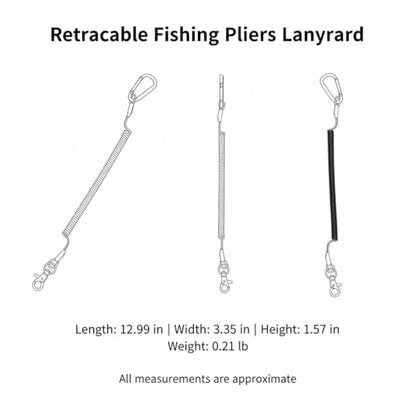 Retractable Fishing Pliers Lanyard, Stainless Steel Wire Tool Tether with TPU Coating, Auto-Retracting Clip for Kayak and Boat Fishing Gear Security (1 PC)