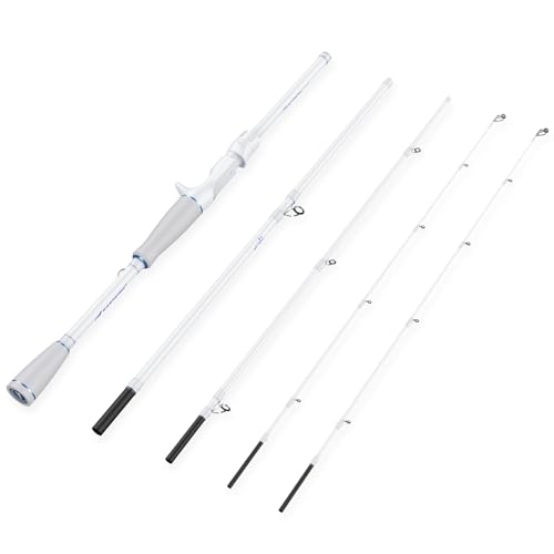 KastKing Centron Lite Travel Fishing Rods, Portable 4/5 Piece Spinning & Casting Rods, Extra Twin-Tip, IM6 Graphite Blanks, Stainless Steel Guides W/Ceramic Rings, Split or Full Rear EVA Handle - size: 7'0"- M- MF(4 Pcs+ Extra Tip), style: Casting
