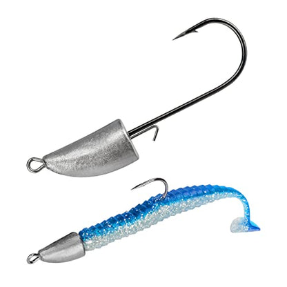THKFISH Weedless Swimbait Jig Heads for Bass Fishing, Weighted Texas Rig Hook Fishing Hooks Saltwater Freshwater 1/8 oz, 1/6 oz, 1/4 oz, 3/8 oz, 1/2 oz,3/4 oz - color: Silver A, size: 7g(1/4 oz)-10pcs