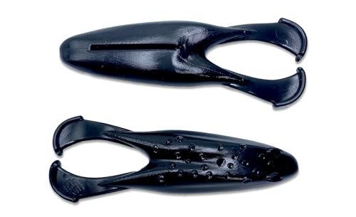 Phat Pak Baits - Skipper Toad Jr Zoom Horny Toad Style Soft Plastic Frog 3.5" 15ct Top Water Bass Fishing Lure - color: Straight Black