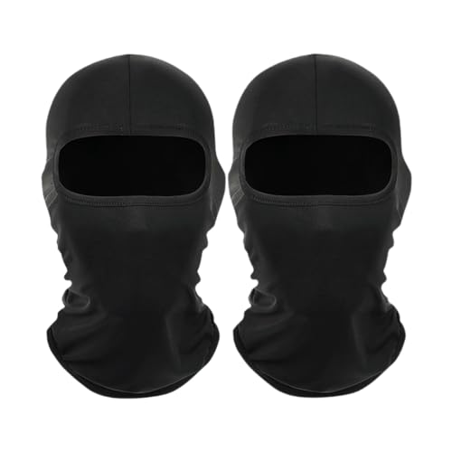 2 Pieces Thin Balaclava Ski Mask Head Mask Full Face Mask Windproof Sun UV Protection Hood for Women Men - color: Black+black