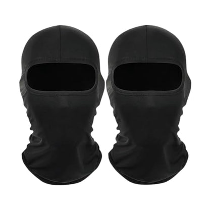 2 Pieces Thin Balaclava Ski Mask Head Mask Full Face Mask Windproof Sun UV Protection Hood for Women Men - color: Black+black