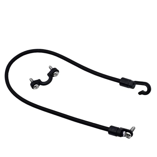 2PCS Marine Rod Tie Down Straps 18 inch Elastic Strap Retaining Buckle Set with Nylon Eye Pad Countertop Mount Connector Black