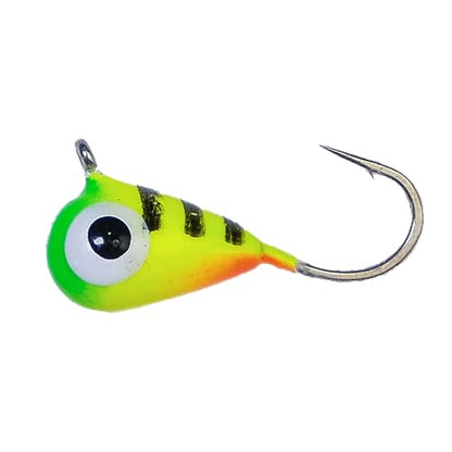 Tungsten 4 Anglers-97% Pure Tungsten Ice Fishing Jigs 5mm 1/16oz #12|Tear Drop Fishing Lures for Perch, Sunfish, Blue Gill, Lake Herring, White Fish, Walleye, 5-Pack - color: Fire Tiger