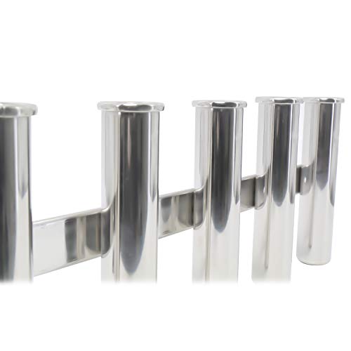 Amarine Made 5 Tube Stainless Steel Fishing Rod Rack Mirror Finish 316 Stainless Steel 5 Rod Rack