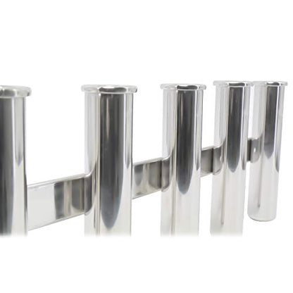 Amarine Made 5 Tube Stainless Steel Fishing Rod Rack Mirror Finish 316 Stainless Steel 5 Rod Rack