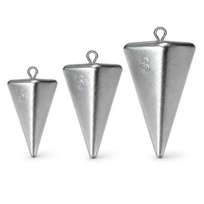 Fishing Weights Pyramid Sinkers Kit Bullet Fishing Weights Sinkers for Ocean Saltwater Surf Fishing Gear Tackle 1oz 2oz 3oz 4oz - color: 568oz-3pcs