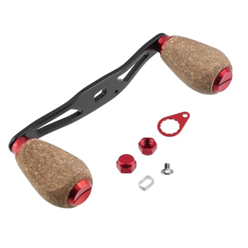 Fishing Reel Handle Replacement Parts Red Fishing Baitcasting Reel Handle Rocker Arm Girp Fishing Rod Spinning Reel Grip with Wood Knob - color: Red