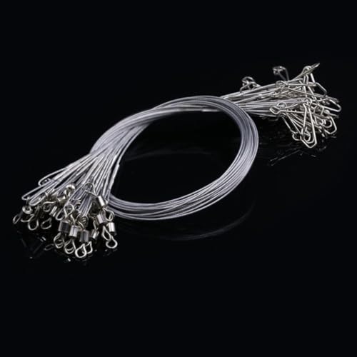 UKCOCO 24pcs Stainless Steel Bite-Resistant Fishing Leaders with Swivel and Soft Wire 250mm High-Strength Fishing Wire for Catfishing and Gear